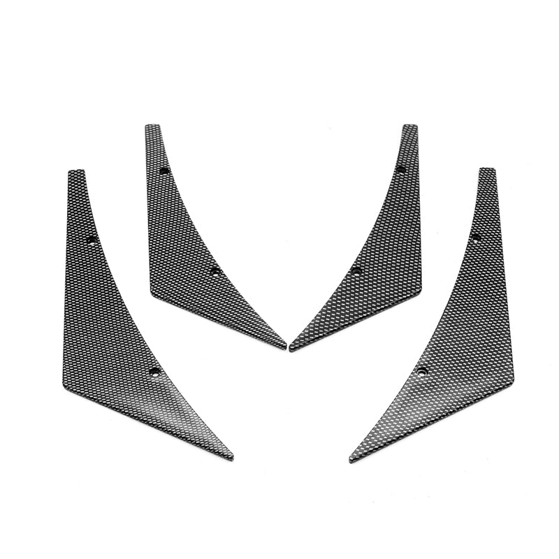 Universal 4PC Carbon Fiber Print Canards PU Front Bumper Lip Splitter