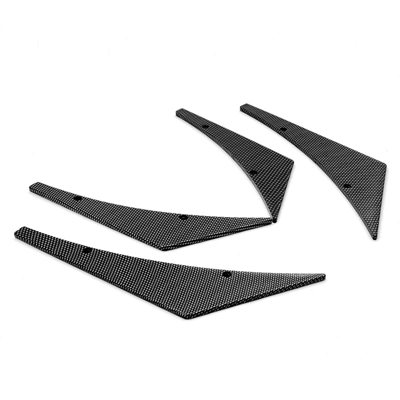 Universal 4PC Carbon Fiber Print Canards PU Front Bumper Lip Splitter