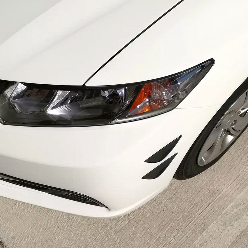 Universal 4PC Black Carbon Fiber Print Front Lip Splitter Canards Fin