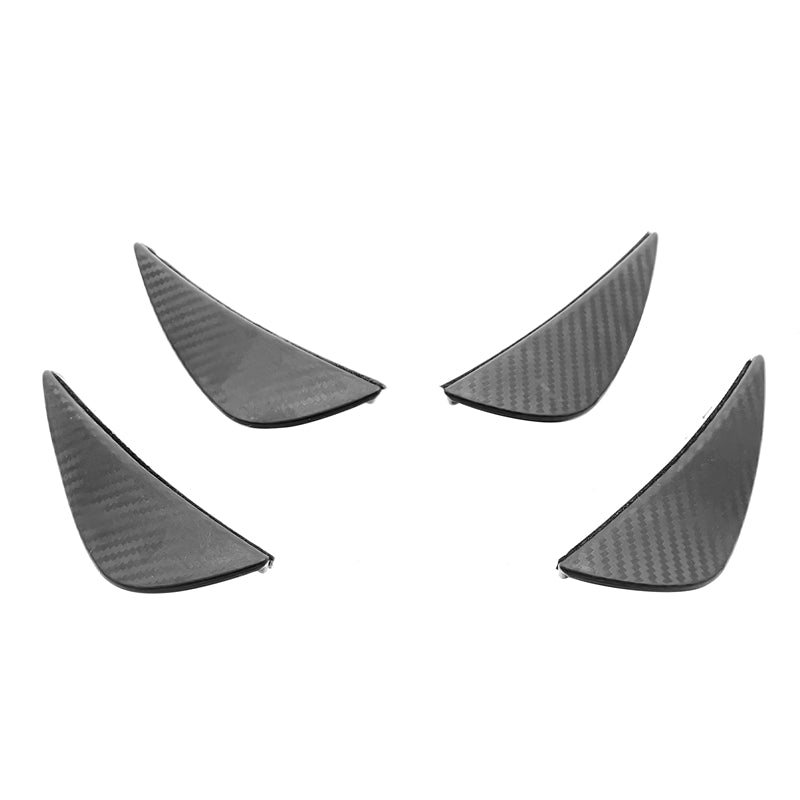 Universal 4PC Black Carbon Fiber Print Front Lip Splitter Canards Fin