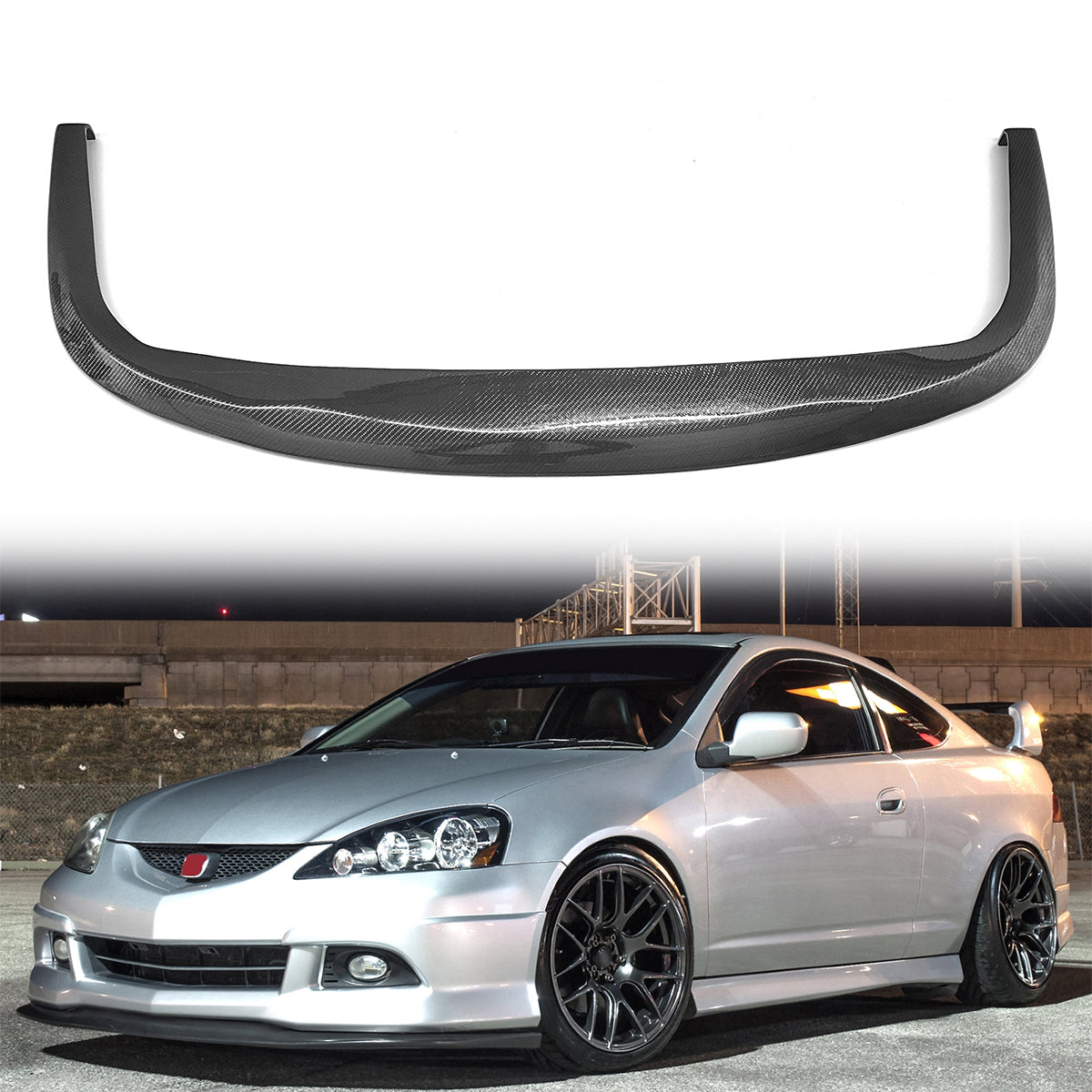 Fits Universal 1PC CS STI  Style Carbon Fiber Black Front Bumper Lip