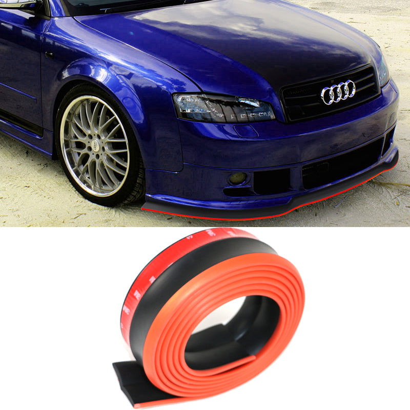 Universal 100" Inch Type 1 Front Bumper Lip Spoiler Black Red Trim