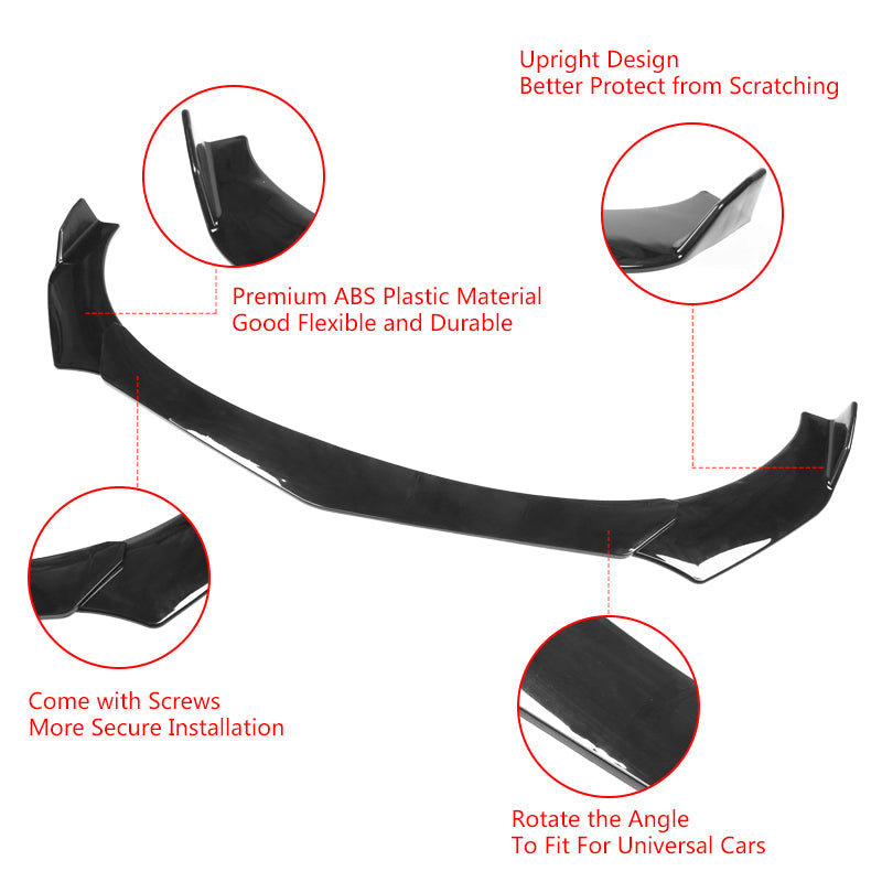 Universal 62"-66" Adjustable B Style Front Bumper Lip 3PC
