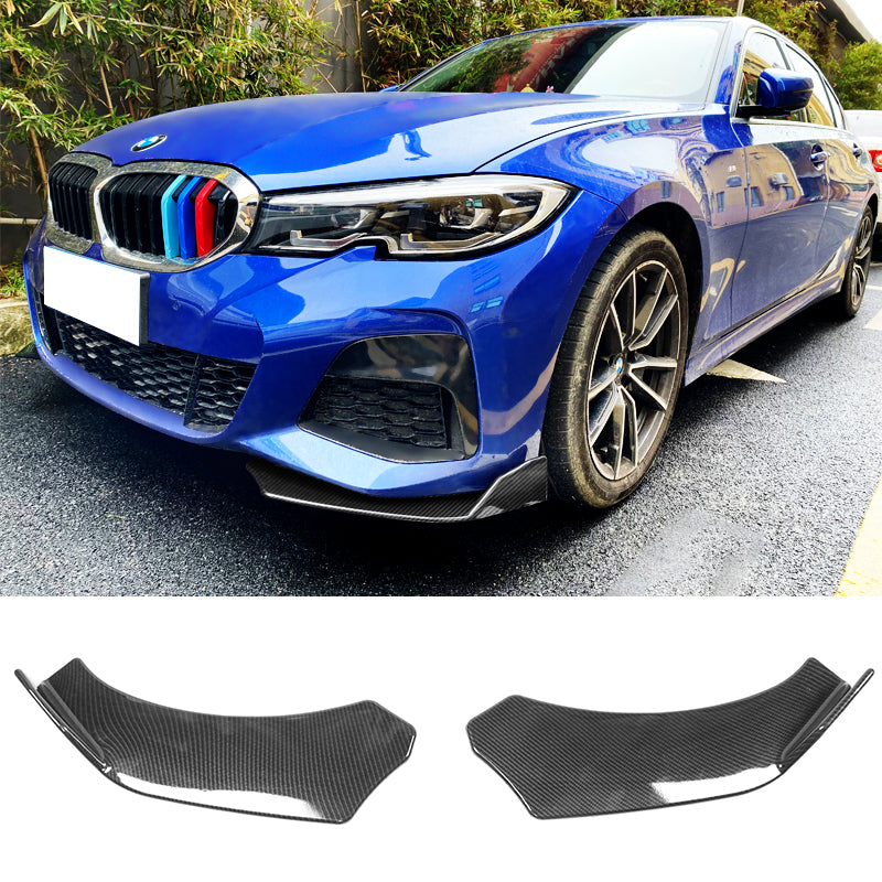 Universal 2PC Carbon Fiber Print Front Bumper Lip Splitter