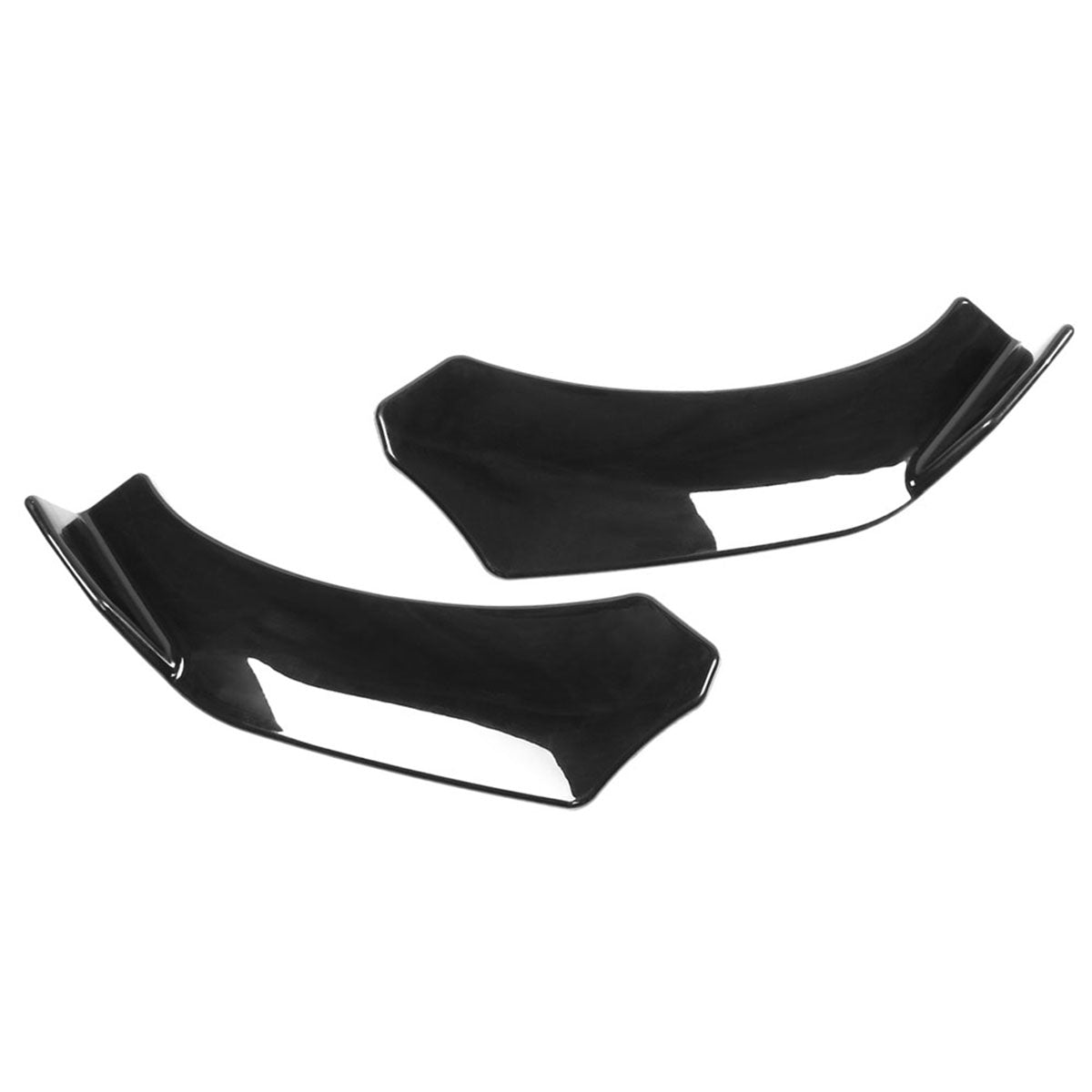 Universal Gloss Black Front Lip Splitter Chin Spoiler Air Dam 2PC