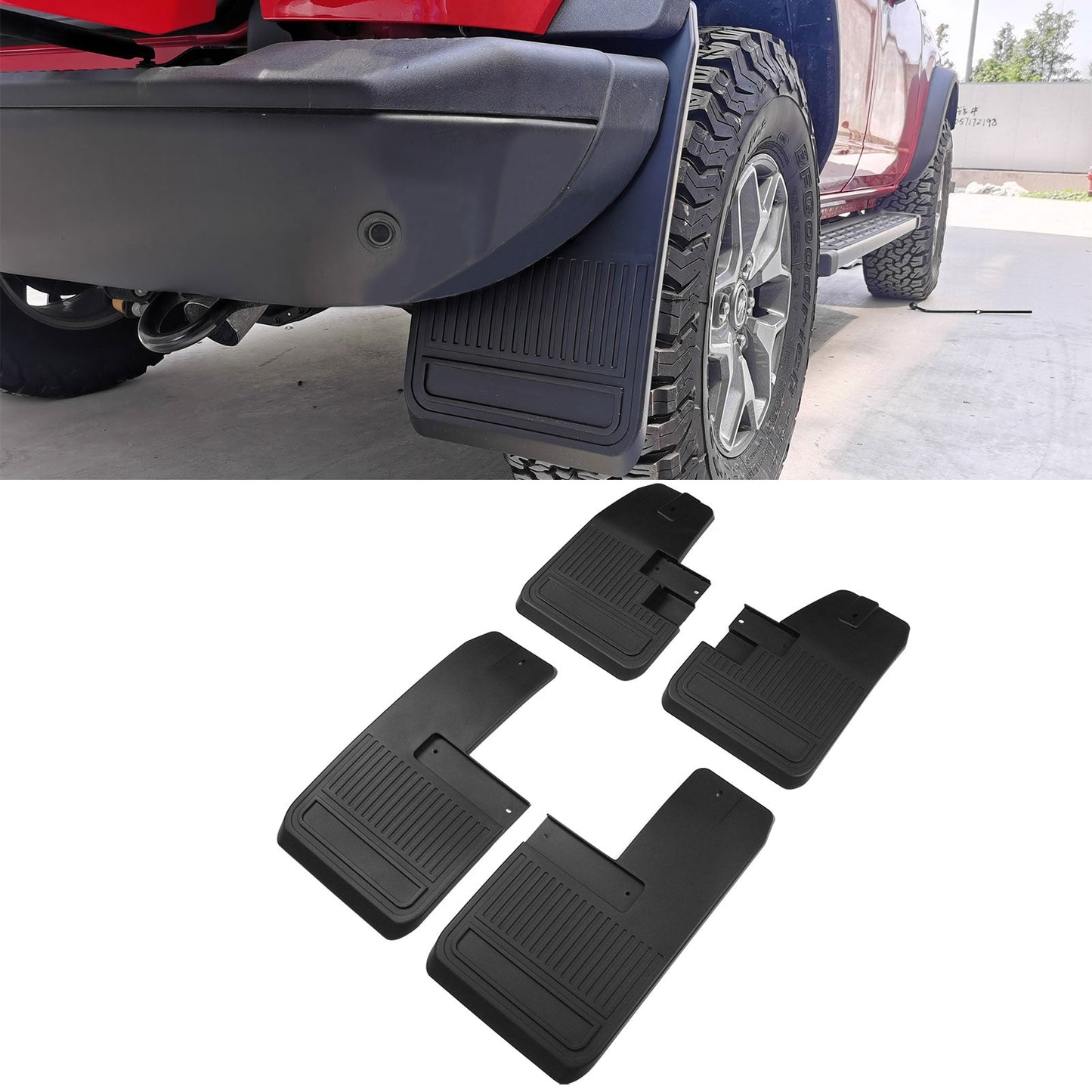 2021-2025 Ford Bronco Black 4PCS Front Rear Mud Flaps Splash Guards