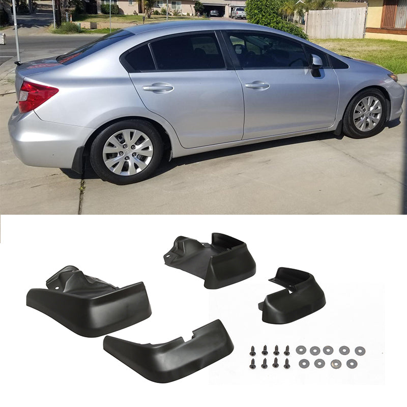 2012-2014 Honda Civic 4Pc 4Dr OE Style Mud Guard Splash Flap Fender PU