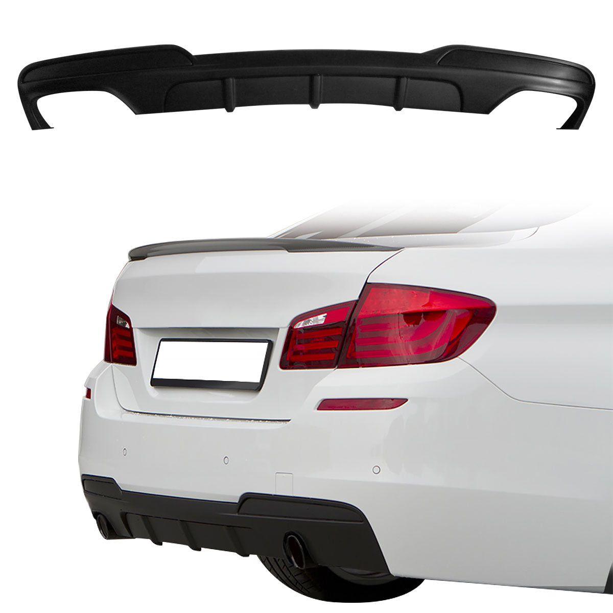 2011-2015 BMW F10 5-Series Rear Diffuser MT Style Unpainted Black PU