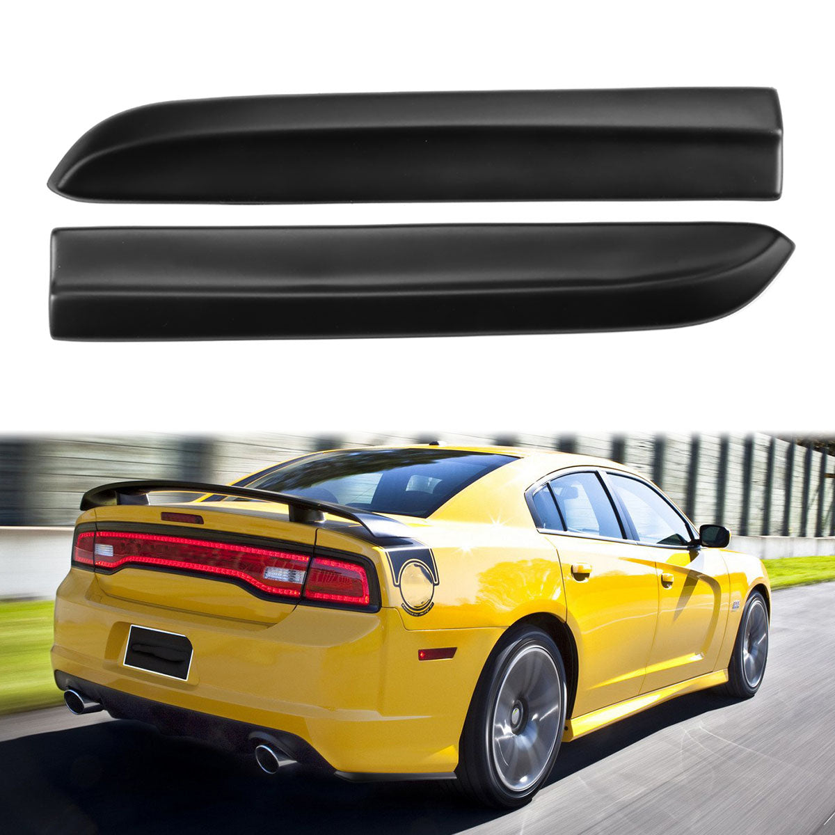 2012-2014 Dodge Charger SRT8 Matte Black Rear Bumper Lip Aprons PP