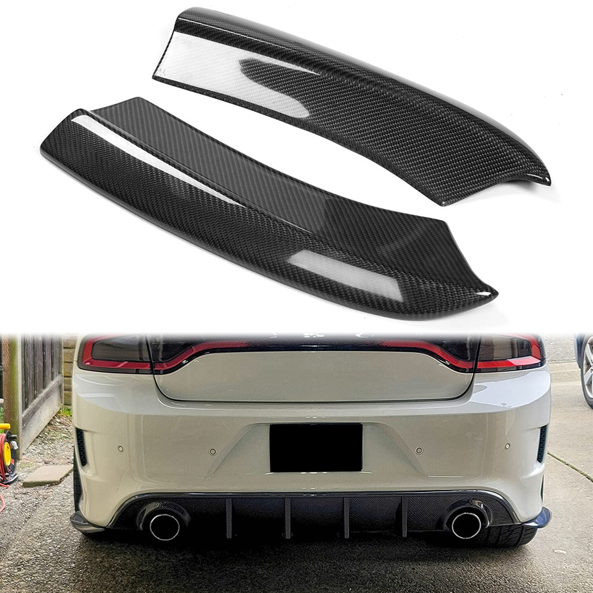 2015-2023 Dodge Charger Rear Bumper Side Apron Valance Carbon Fiber