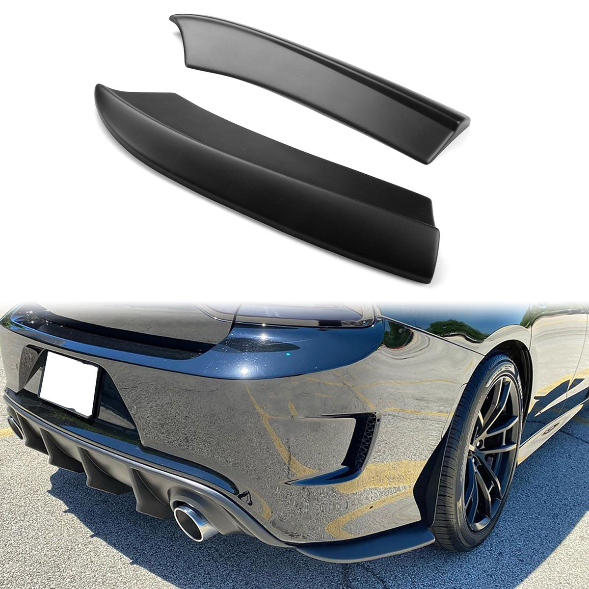 2015-2023 Dodge Charger Matte Black Rear Bumper Lip Aprons Pair PP