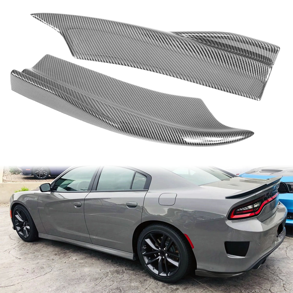 2015-2023 Dodge Charger V2 Style CF Print Rear Bumper Lip Side Apron