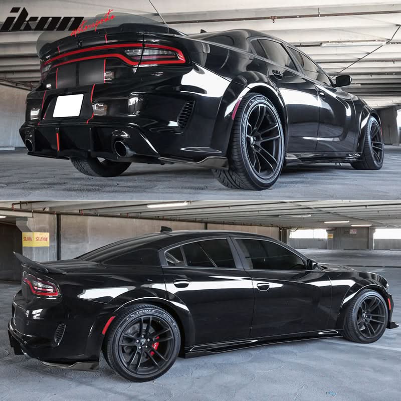 2020-2023 Dodge Charger IKON Matte Black Rear Bumper Side Apron PP