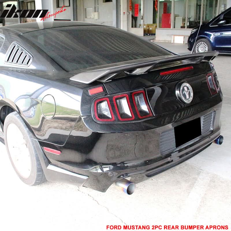 2013-2014 Ford Mustang X Style Rear Bumper Lip Spoiler Side Aprons 2PC