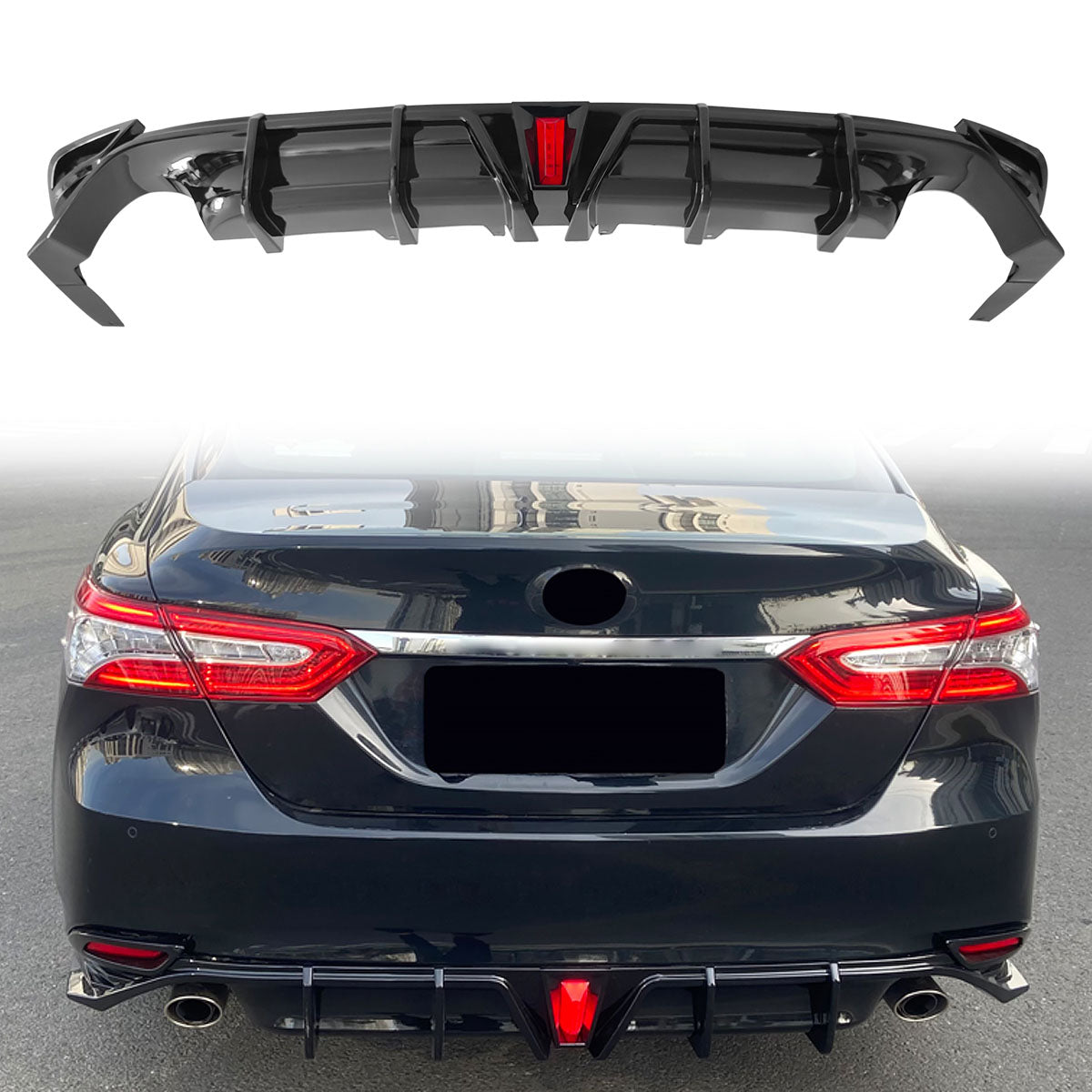 2018-2024 Toyota Camry LE XLE Gloss Black Rear Bumper Diffuser Lip PP
