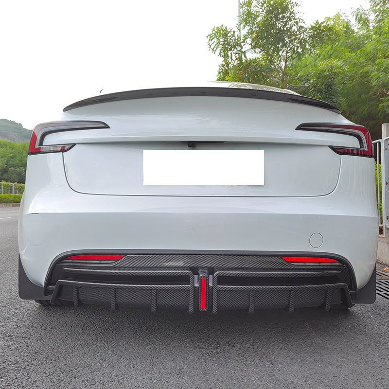 2024-2025 Tesla Model 3 Carbon Fiber Print Rear Lip Diffuser W/LED PP