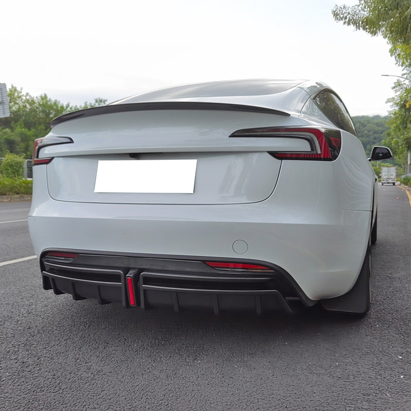 2024-2025 Tesla Model 3 Carbon Fiber Print Rear Lip Diffuser W/LED PP