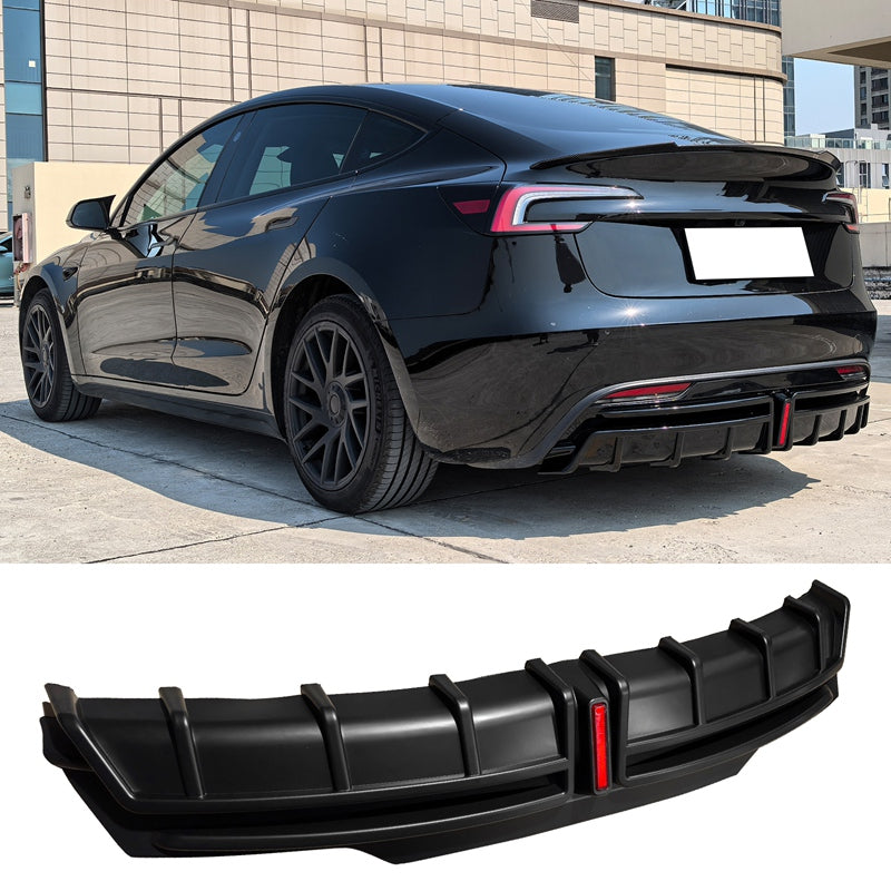 2024-2025 Tesla Model 3 Highland Matte Black Rear Diffuser W/LED PP