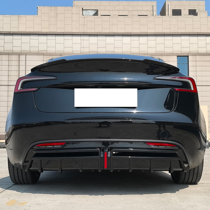 2024-2025 Tesla Model 3 Highland Matte Black Rear Diffuser W/LED PP