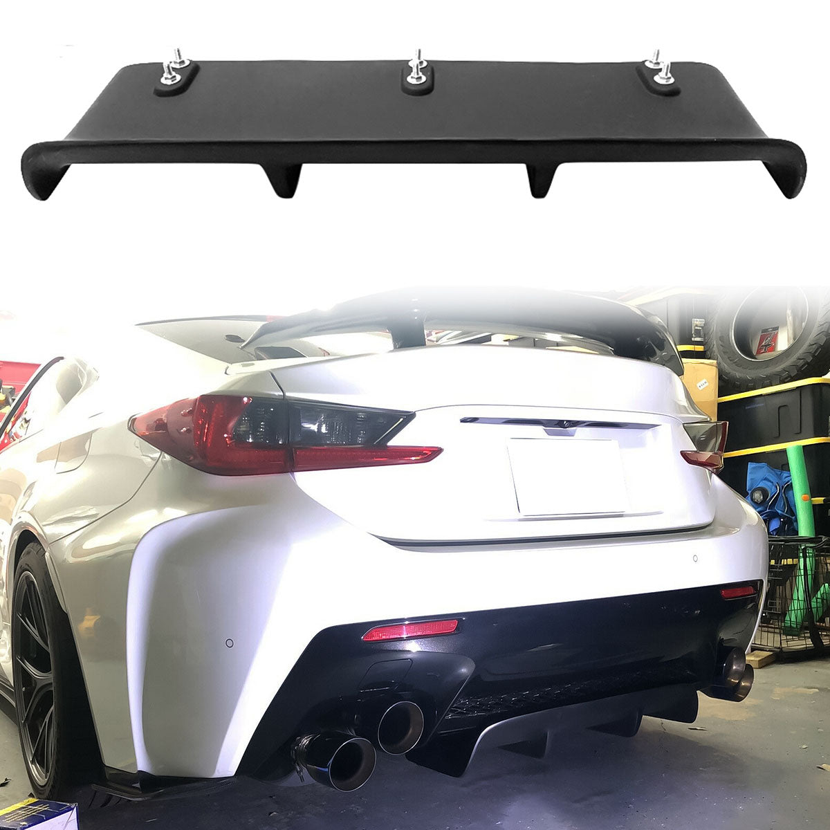 Universal 27"x9" MDA 4-Fin Rear Diffuser Valance Splitter Matte Black