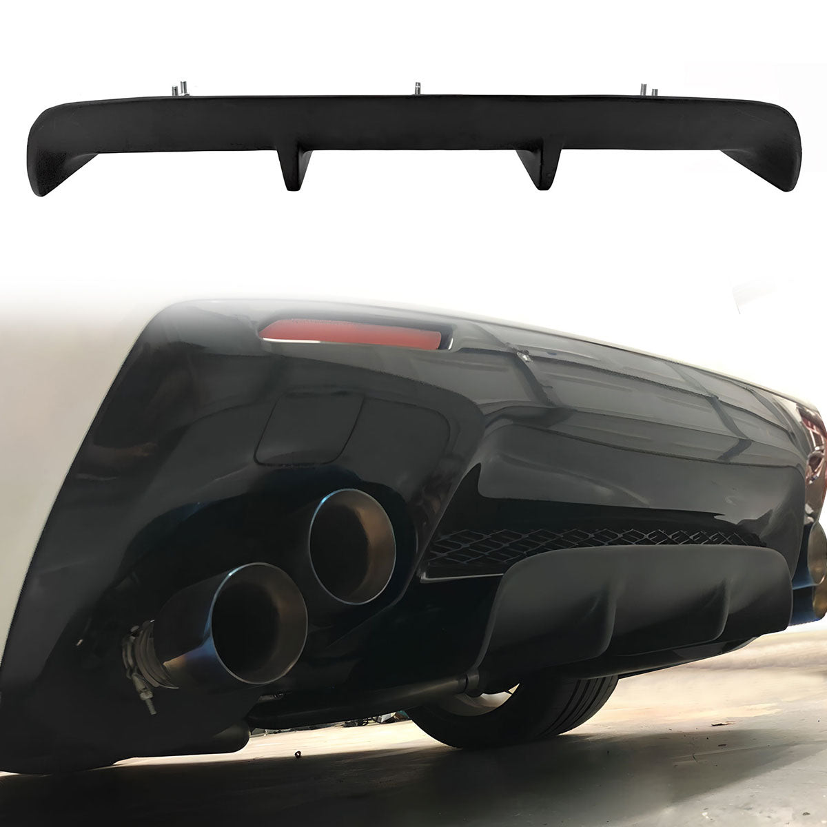 Universal 31"x9" MDA 4-Fin Rear Diffuser Valance Splitter Matte Black