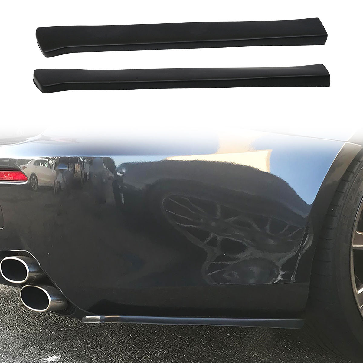 Universal 19" CS Style Rear Bumper Spats Side Extension Lips PU 2PC