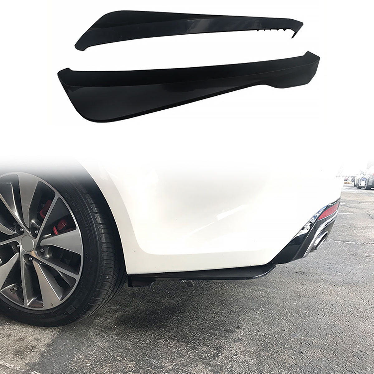 Universal V1 Style Unpainted 2PC Rear Bumper Lip Diffuser Splitters PP
