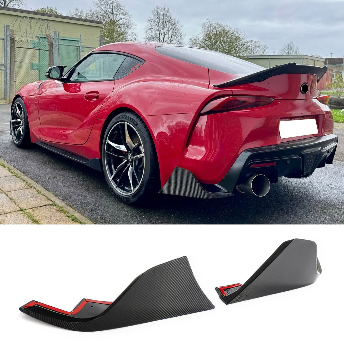 2020-2025 Toyota GR Supra A90 AG Style Rear Aprons Gloss Carbon Fiber