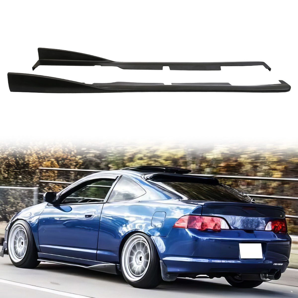 2002-2006 Acura RSX DC5 CS Style Unpainted Black Side Skirts PU Pair
