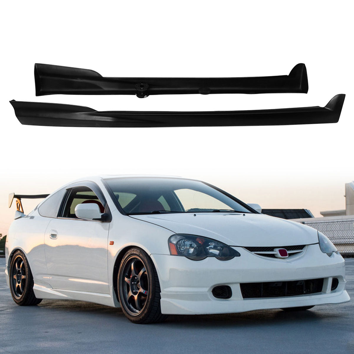 2002-2006 Acura RSX Mugen Style Unpainted Black Side Skirts Skirt PU