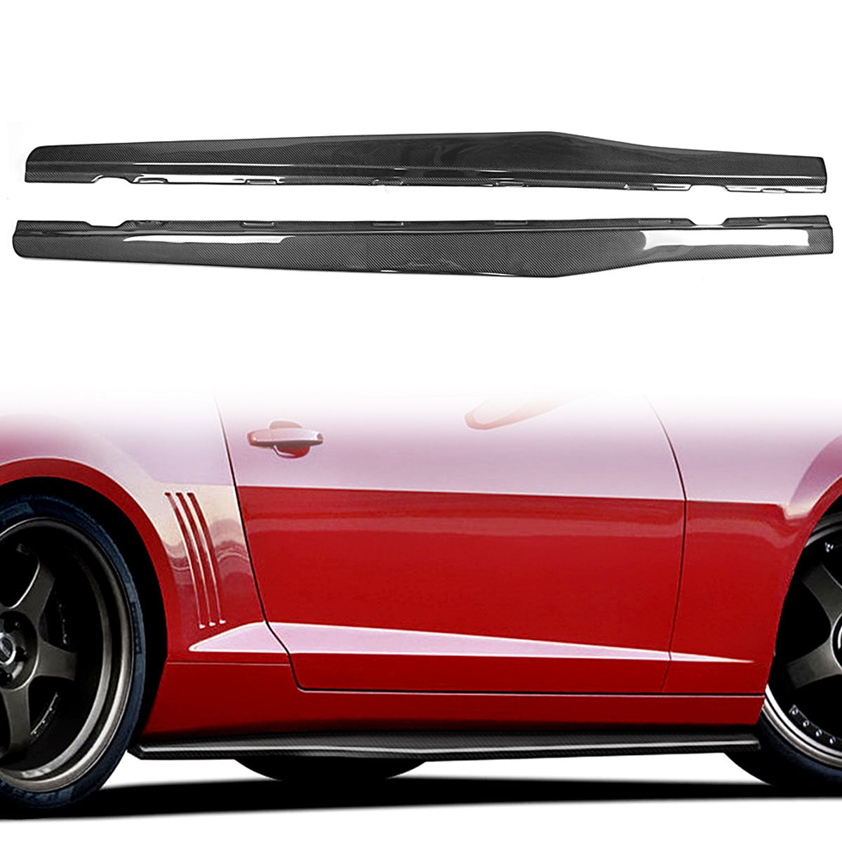 2010-2015 Chevy Camaro IKON Side Skirts Rocker Pannel Carbon Fiber