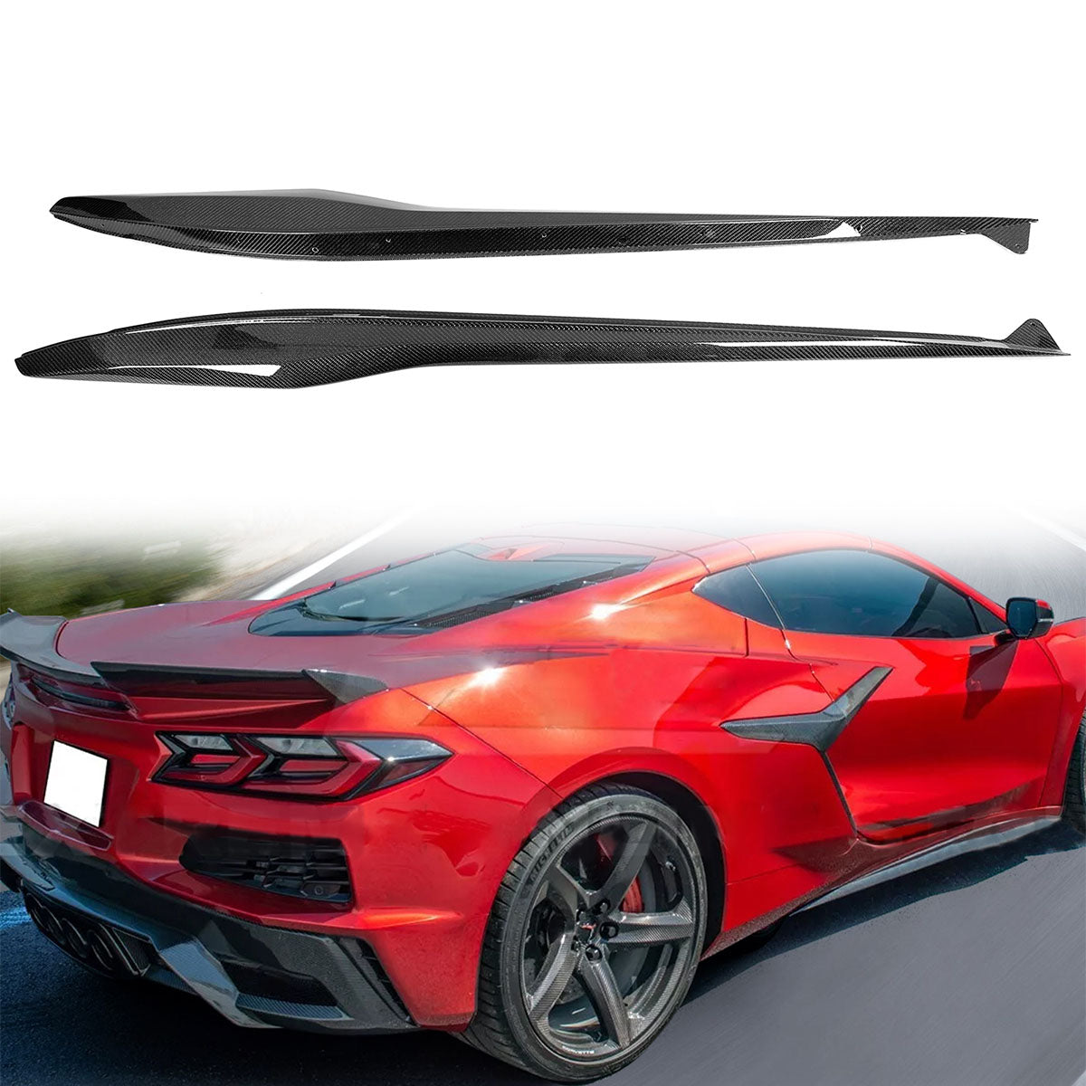 23-25 Corvette C8 Z06/E-Ray/ZR1 Side Skirts Carbon Fiber Rocker Panel