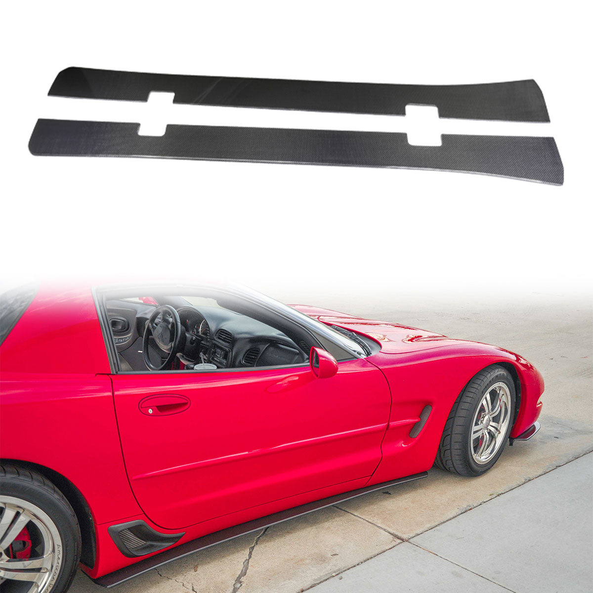 1997-2004 Chevy Corvette C5 IKON Style Side Skirts Carbon Fiber