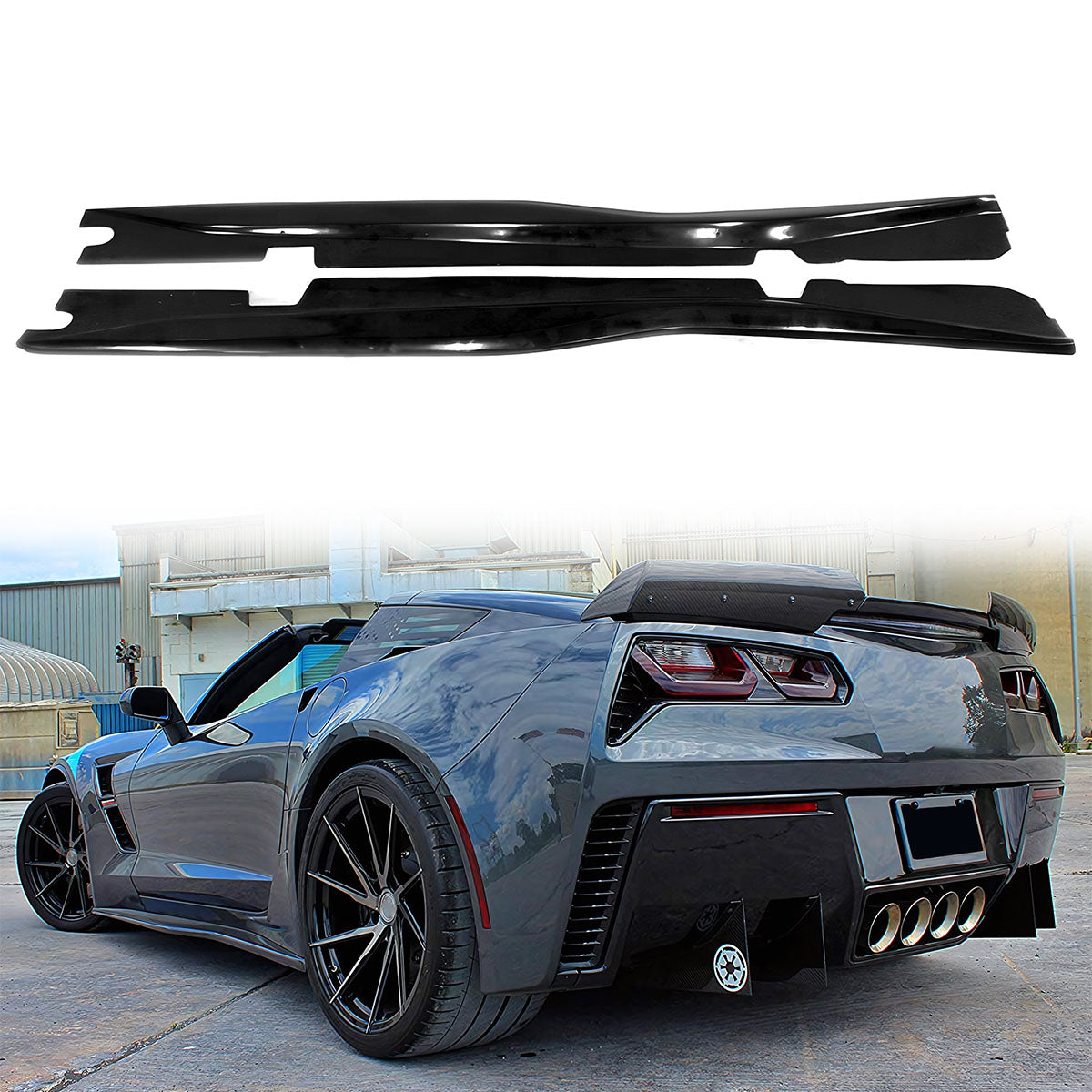 2014-2019 Chevrolet Corvette C7 Side Skirts Z07 Style Unpainted Black