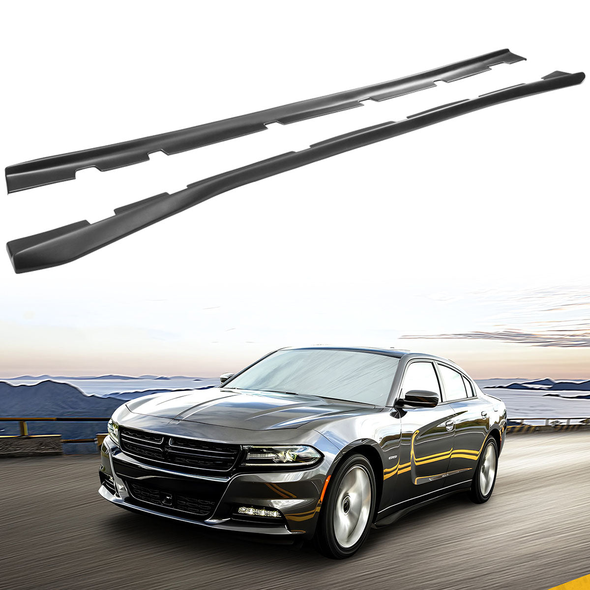 2011-2023 Dodge Charger Matte Black Side Skirts Extension PP