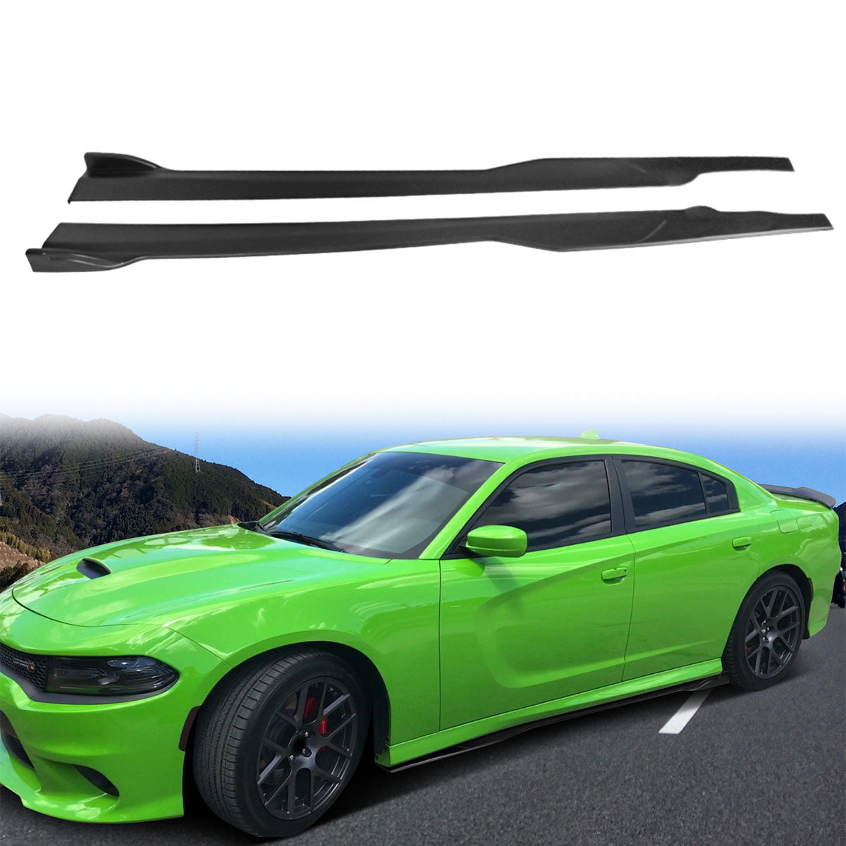 2015-2023 Dodge Charger 86.5" V1 Side Skirts Extension Rocker Panel PP