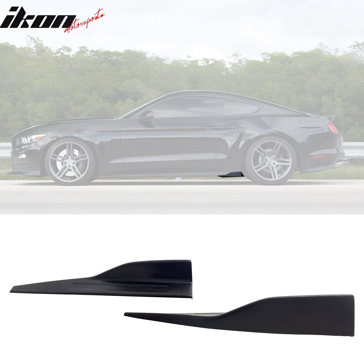 Universal Side Skirts PU ROU Style Unpainted BlackÂ Rocker Pane
