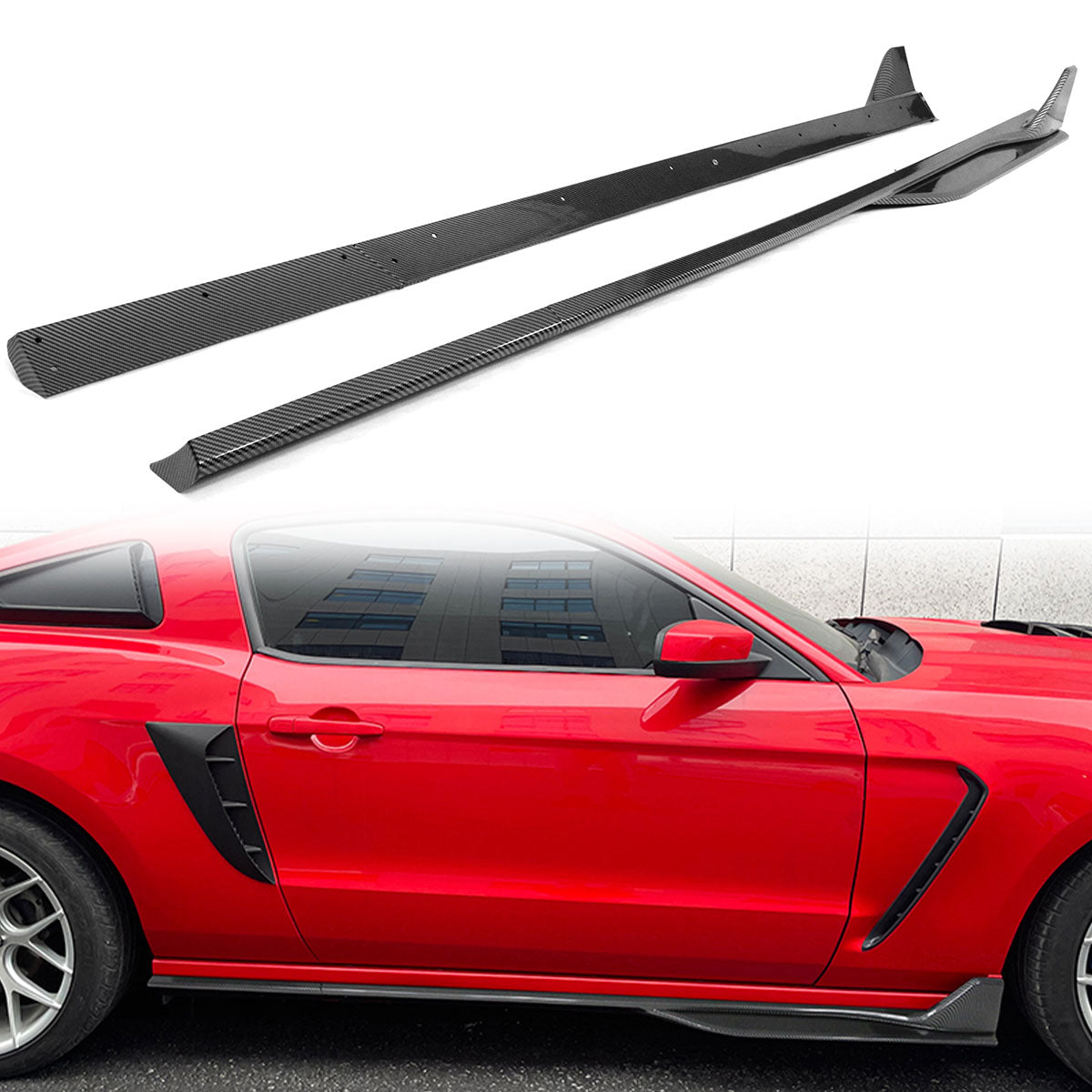 2005-2014 Ford Mustang GT500 Style Side Skirts ABS 2PC