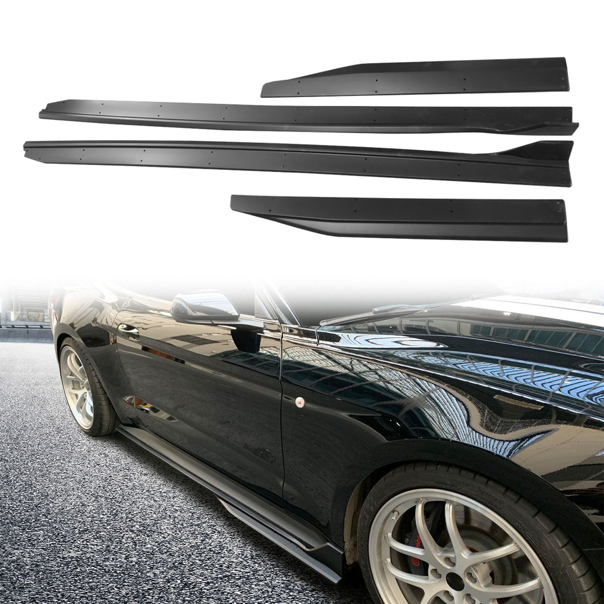 2015-2023 Ford Mustang GT500 Style Matte Side Skirts Rocker Panel 4PC