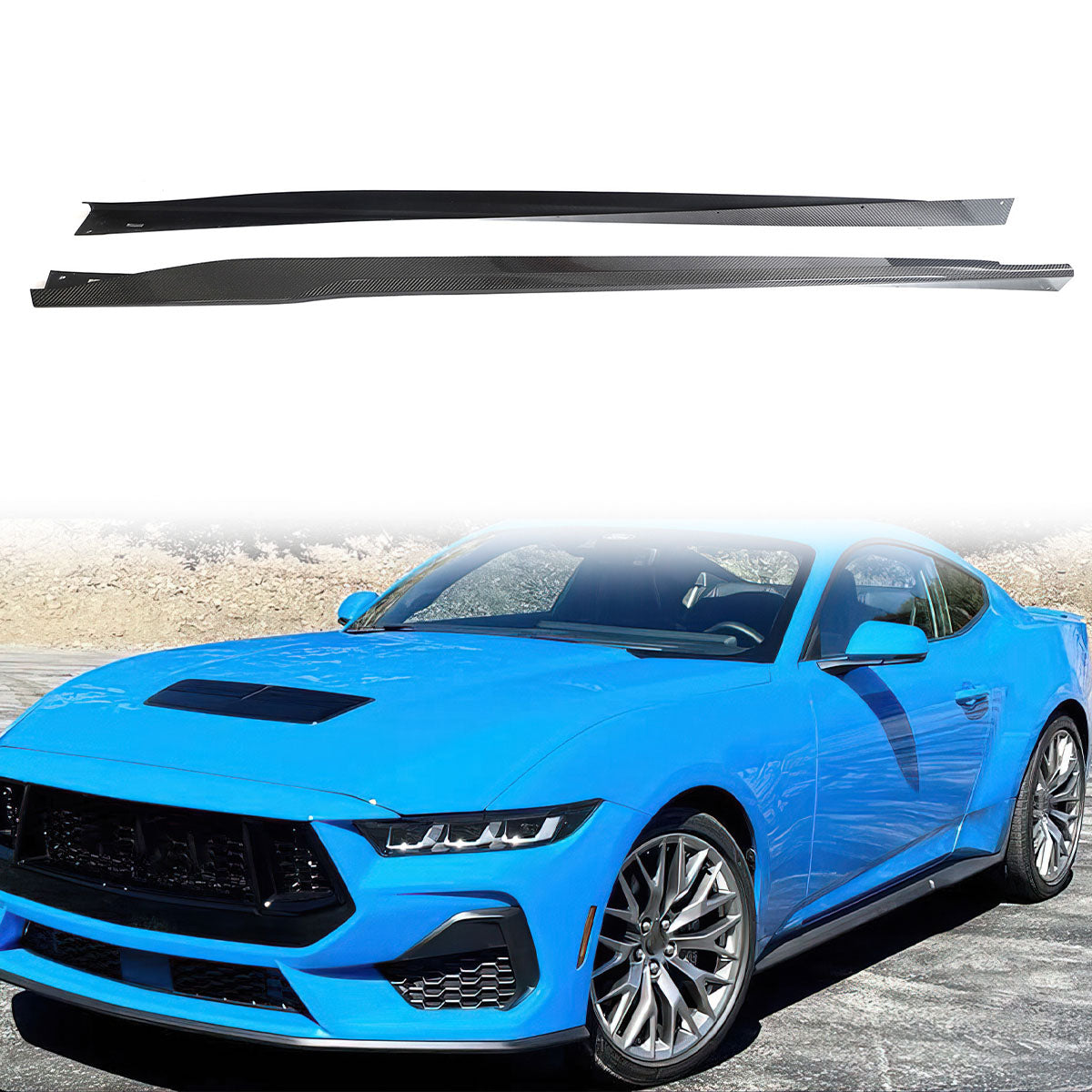 2024-2025 Ford Mustang OE Style 2PCS Side Skirts Panel Carbon Fiber CF