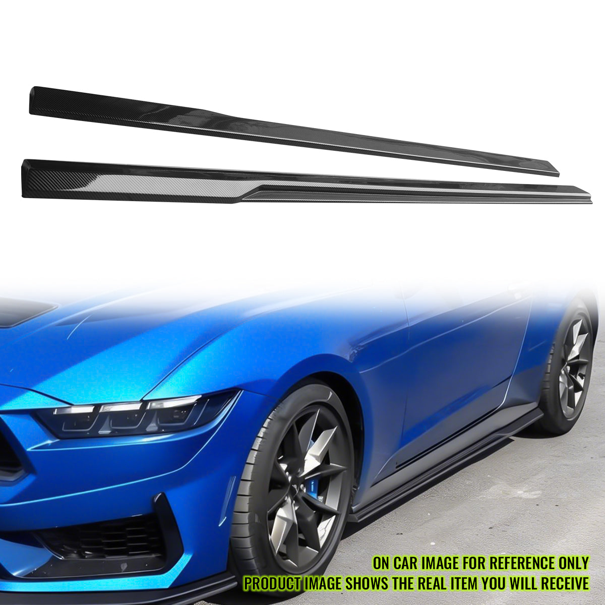 2024-2025 Ford Mustang IKON Style Side Skirts Add on ABS