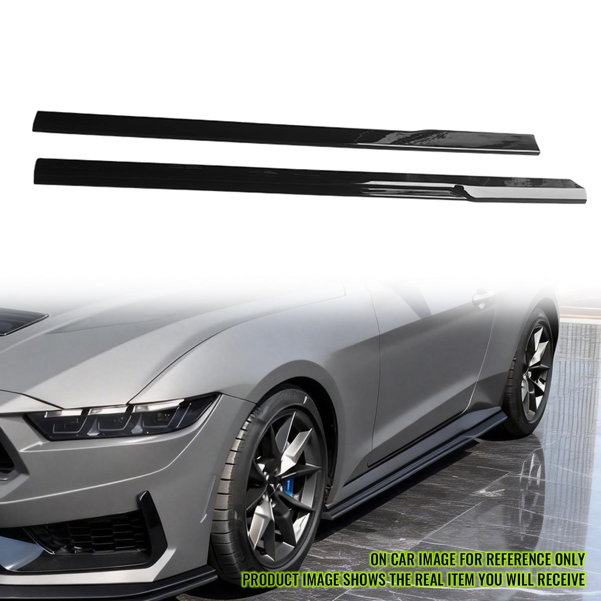 2024-2025 Ford Mustang IKON Style Side Skirts Add on ABS
