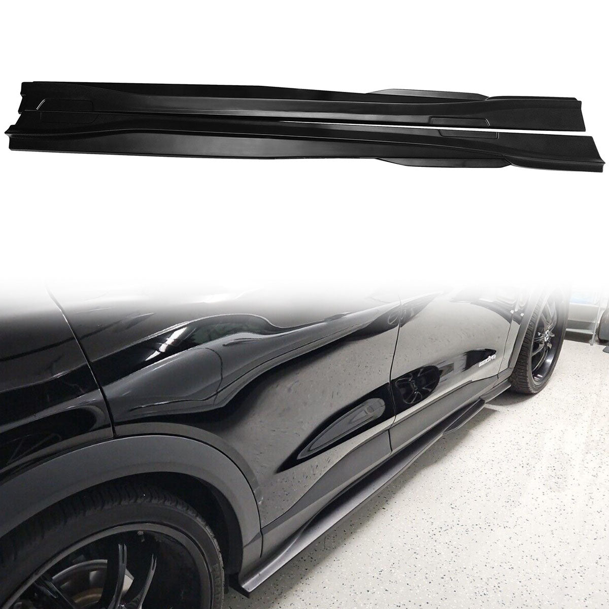 2021-2024 Ford Mustang Mach-E Matte Black Side Skirts Rocker Panel PP