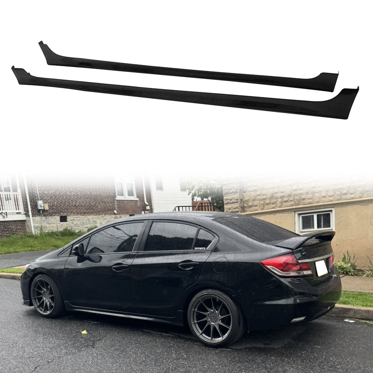 2012-2015 Honda Civic Sedan Mugen RR Style Side Skirts Panels ABS