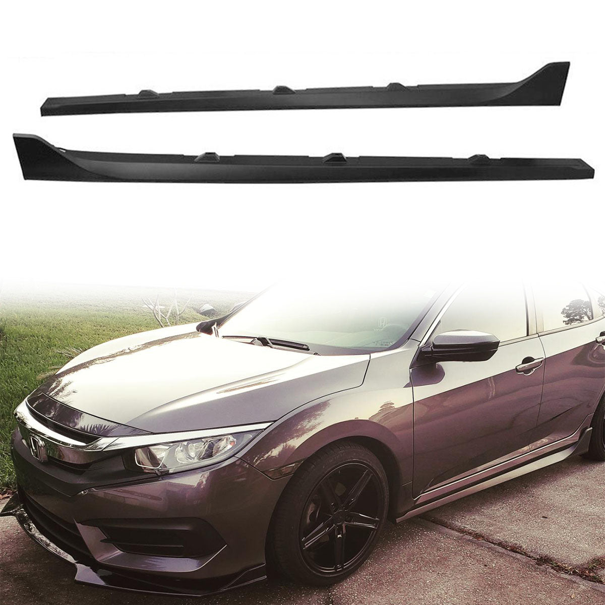 2016-2021 Honda Civic Type R Unpainted Side Skirts Step Extensions PP