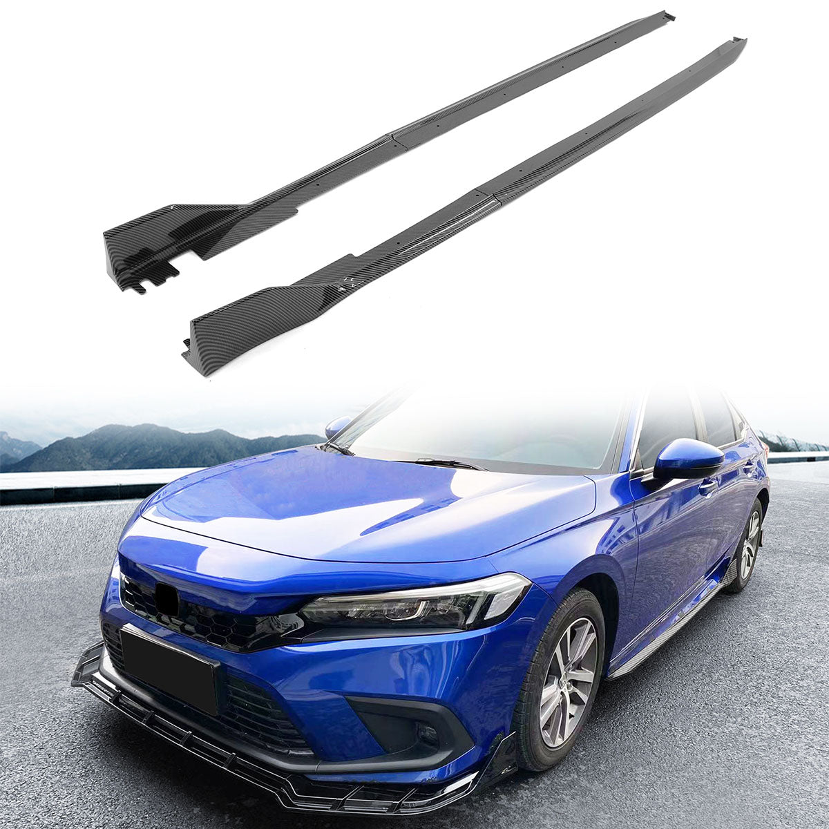 2022-2025 Honda Civic 11th Type R Side Skirts Rocker Panel Matte Black