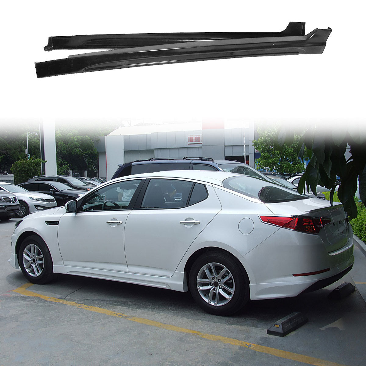 2010-2012 Kia Optima S Style Unpainted Side Skirts Rocker Panel PU