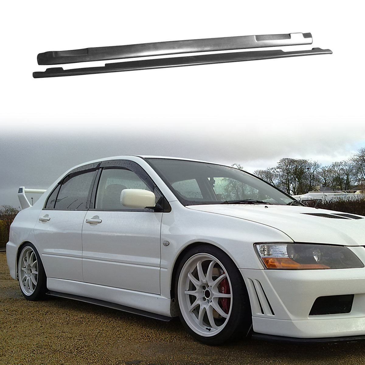 2001-2007 Mitsubishi Lancer EVO 7 8 9 OE Style Side Skirts Pannel PU