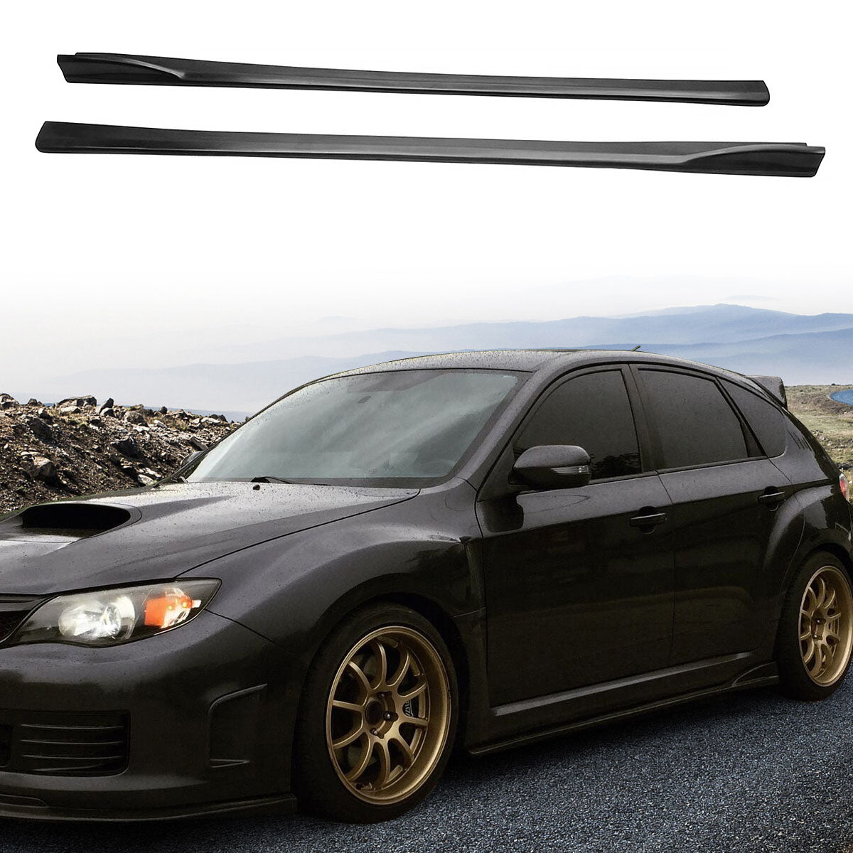 2008-2014 Subaru Impreza WRX STI CS Style Side Skirt Rocker Panel PU