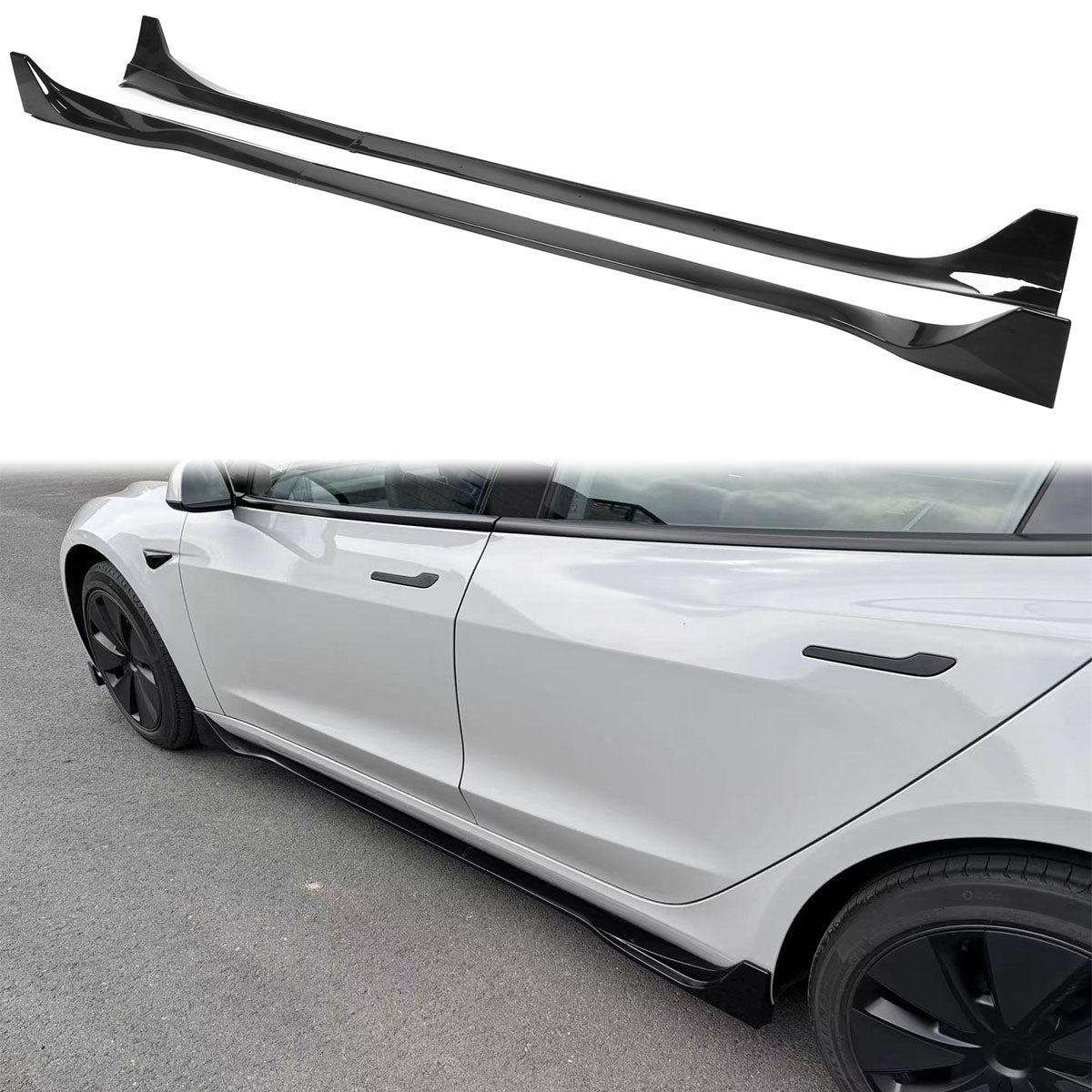2017-2022 Tesla Model 3 IKON Style Side Skirts Rocker Panel ABS 4PC